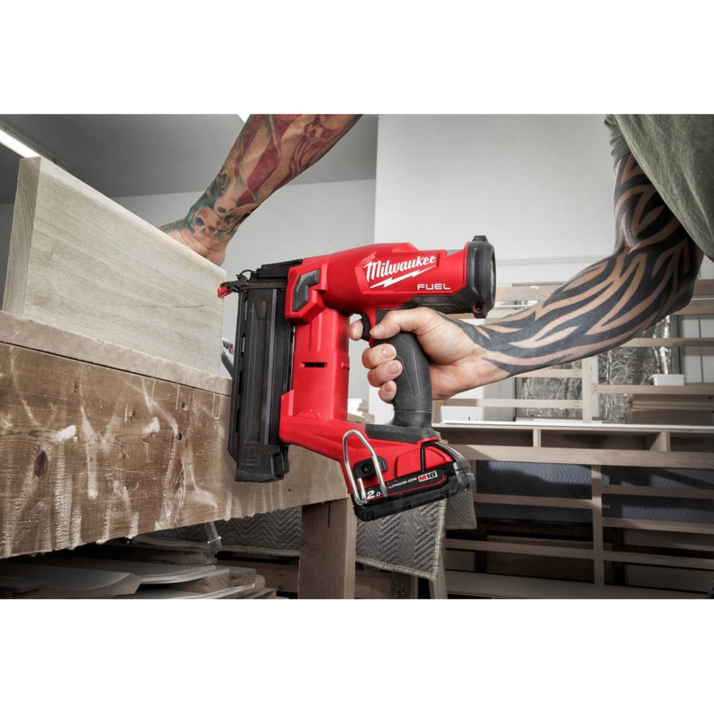 Milwaukee M18FN18GS - 202X 18V Fuel 18GS Finish Nailer Kit 2 X 2.0Ah Batteries - M18FN18GS-202X - Milwaukee Tools UK - Trade Counter Direct