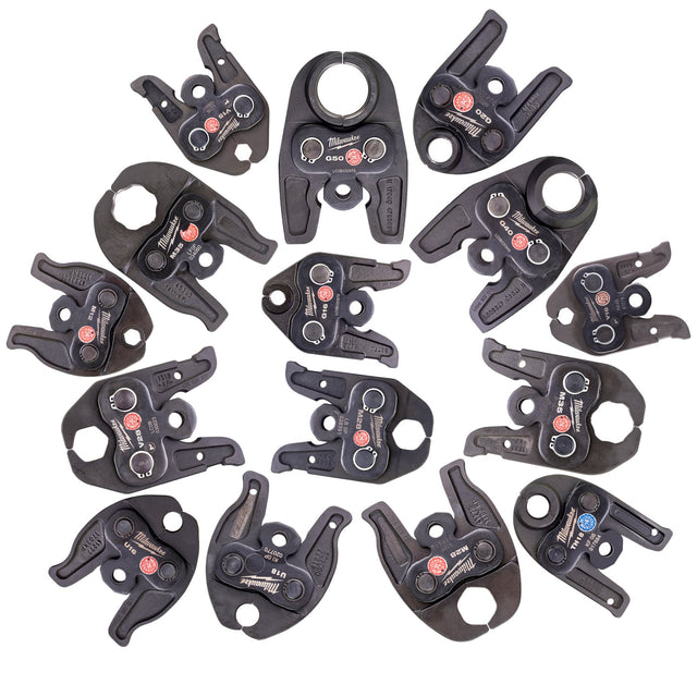 Milwaukee Press Jaws for M12 & M18 Pressing Tongs (Profiles: M, V, U, TH & G) - (Sizes: 12mm - 35mm) - MIL-JAWS-M12-M-12 - Milwaukee Tools UK - Trade Counter Direct