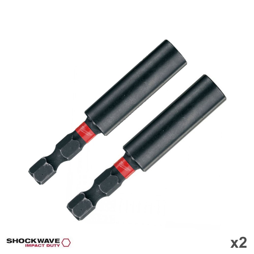 2 x Milwaukee 4932352406 Shockwave Magnetic Bit Holders - 1/4in H