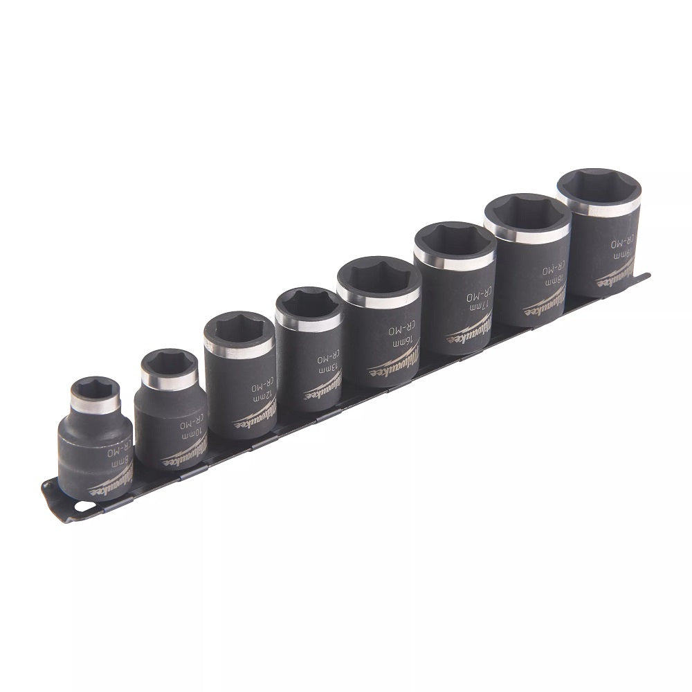 Milwaukee 4932478288 Hexagon Impact Socket Set - short 3/8" Drive - 8pc