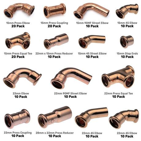 Pegler PRO PACK M - Profile Press Fittings - PXPP001 - 180 Pack - PXPP001 - Pegler Yorkshire - Trade Counter Direct