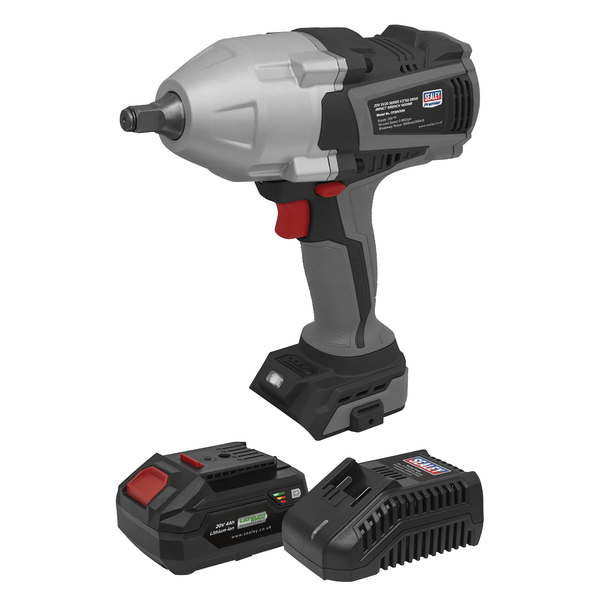 Premier CP20VXIWKIT 20V 4Ah SV20 Series Cordless Impact Wrench Kit - CP20VXIWKIT - Sealey Tools UK - Trade Counter Direct