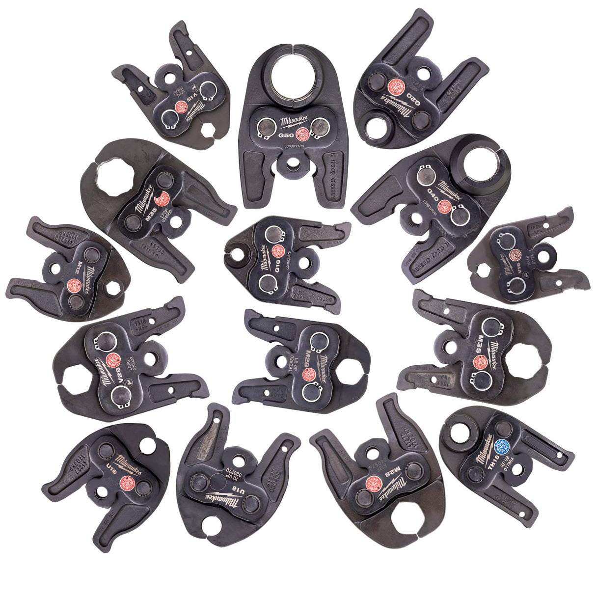 Milwaukee Press Jaws for M12 & M18 Pressing Tongs (Profiles: M, V, U, TH & G) - (Sizes: 12mm - 35mm)