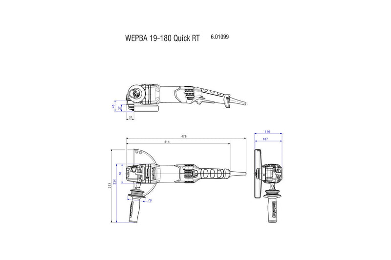 Metabo WEPBA 19-180 Quick RT (601099390) 110V Angle Grinder product image 8