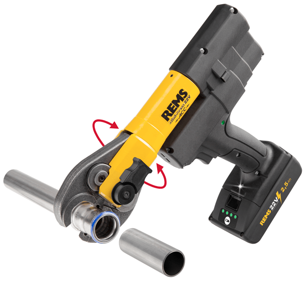REMS 578X14 Mini - Press 22V Basic Pack with M15, M22, M28, M35 Jaws & 2x 2.5Ah Batteries - 578X14 - REMS Tools - Trade Counter Direct