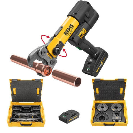 REMS Akku Press 22V ACC Set P - M Pressing Jaws 15, 22, 28, 35 plus Z2 adapter 42 & 54mm - 576024R220G - REMS Tools - Trade Counter Direct