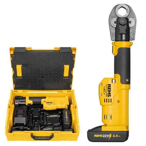 REMS Mini - Press S 22V ACC Cordless Radial Press Kit – 2x Batteries & L - Boxx (578016) - 578016 - REMS Tools - Trade Counter Direct