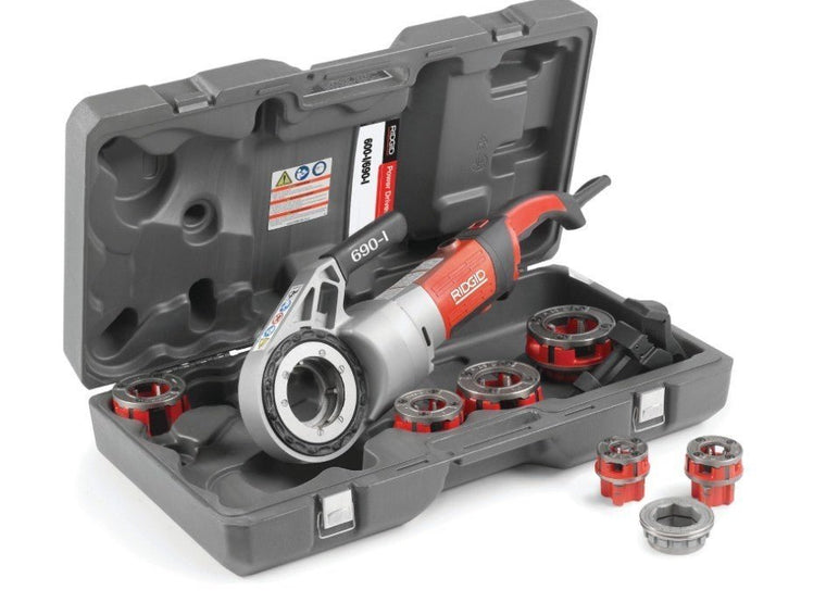 RIDGID 690-I 115V ½″–2″ Hand Held Threader with Support Arm & Case