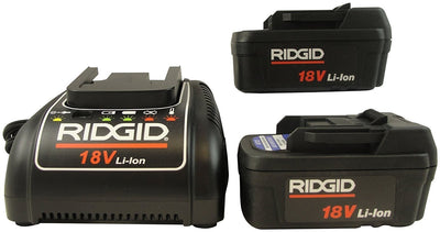 RIDGID Batteries set of 2 & 1 Charger 230V - 45433 - 45433 - Ridgid Tools - Trade Counter Direct