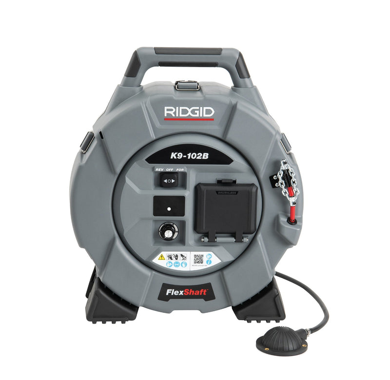 RIDGID K9-102B Battery-Powered FlexShaft Drain Cleaning Kit – 2 × 5.0Ah Batteries – 80288 - 80288 - Ridgid Tools - Trade Counter Direct