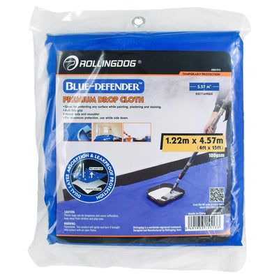 ROLLINGDOG BLUE-DEFENDER™ Premium Drop Cloth, 1.2 x 4.5m - DR-09664 - Rollingdog - Trade Counter Direct