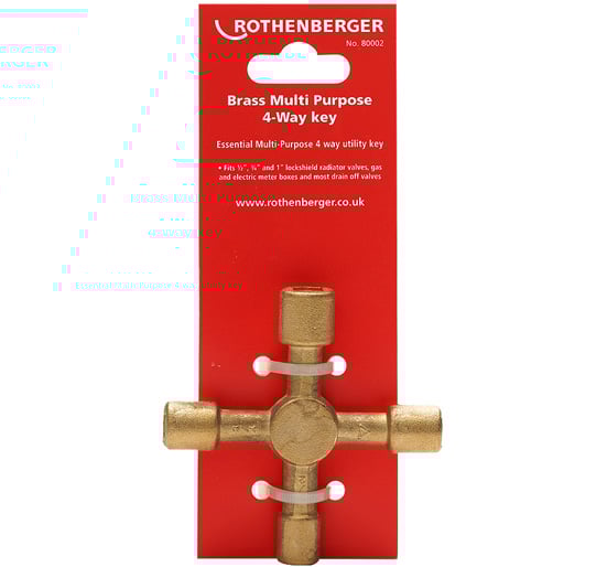 Rothenberger 80002 Brass Multipurpose 4 Way Key - 80002