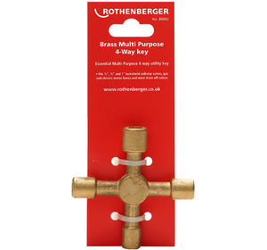 Rothenberger 80002 Brass Multipurpose 4 Way Key - 80002