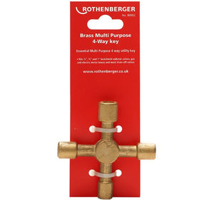 Rothenberger 80002 Brass Multipurpose 4 Way Key - 80002 - 80002 - Rothenberger - Trade Counter Direct