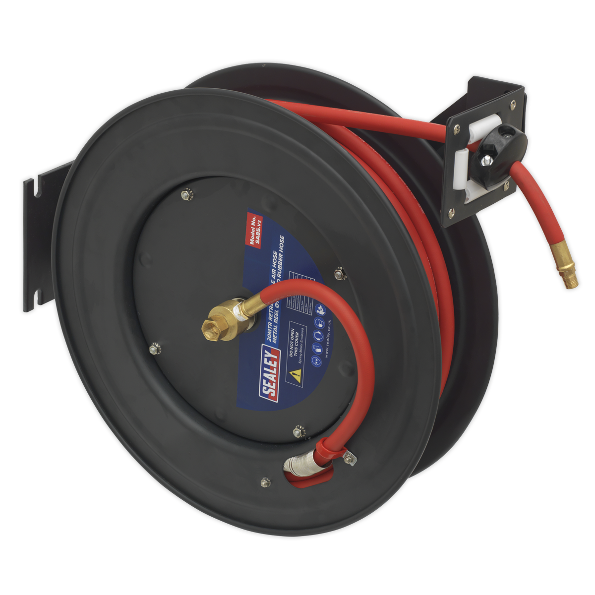 Sealey SA85 Retractable Air Hose Steel Reel 20m Ø10mm ID Rubber Hose