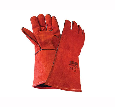 Scan Welders Gauntlet - Red - Pair of Gloves - SCAGLOWELRED - Scan - Trade Counter Direct