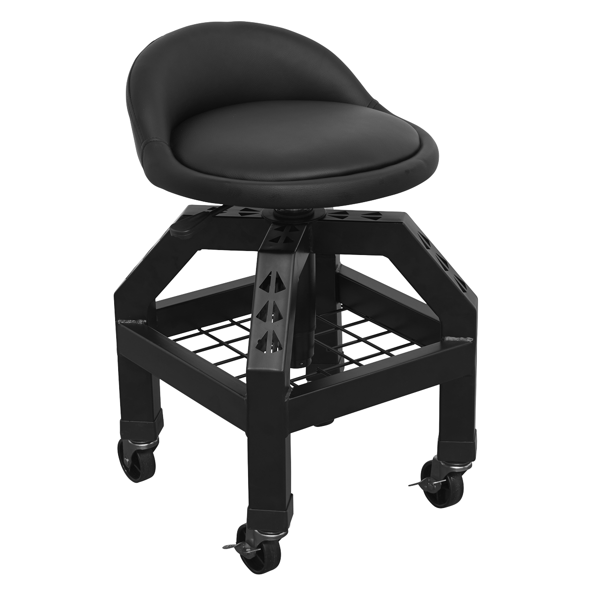 Sealey SCR03B Creeper Stool Pneumatic with Adjustable Height Swivel Seat & Back Rest