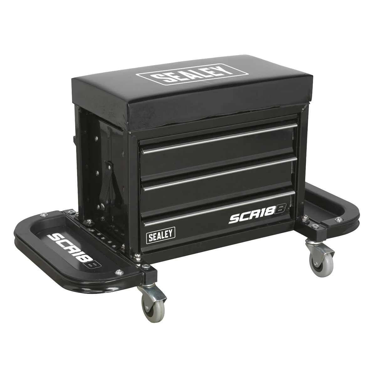 Sealey SCR18B Mechanic's Utility Seat & Toolbox - Black