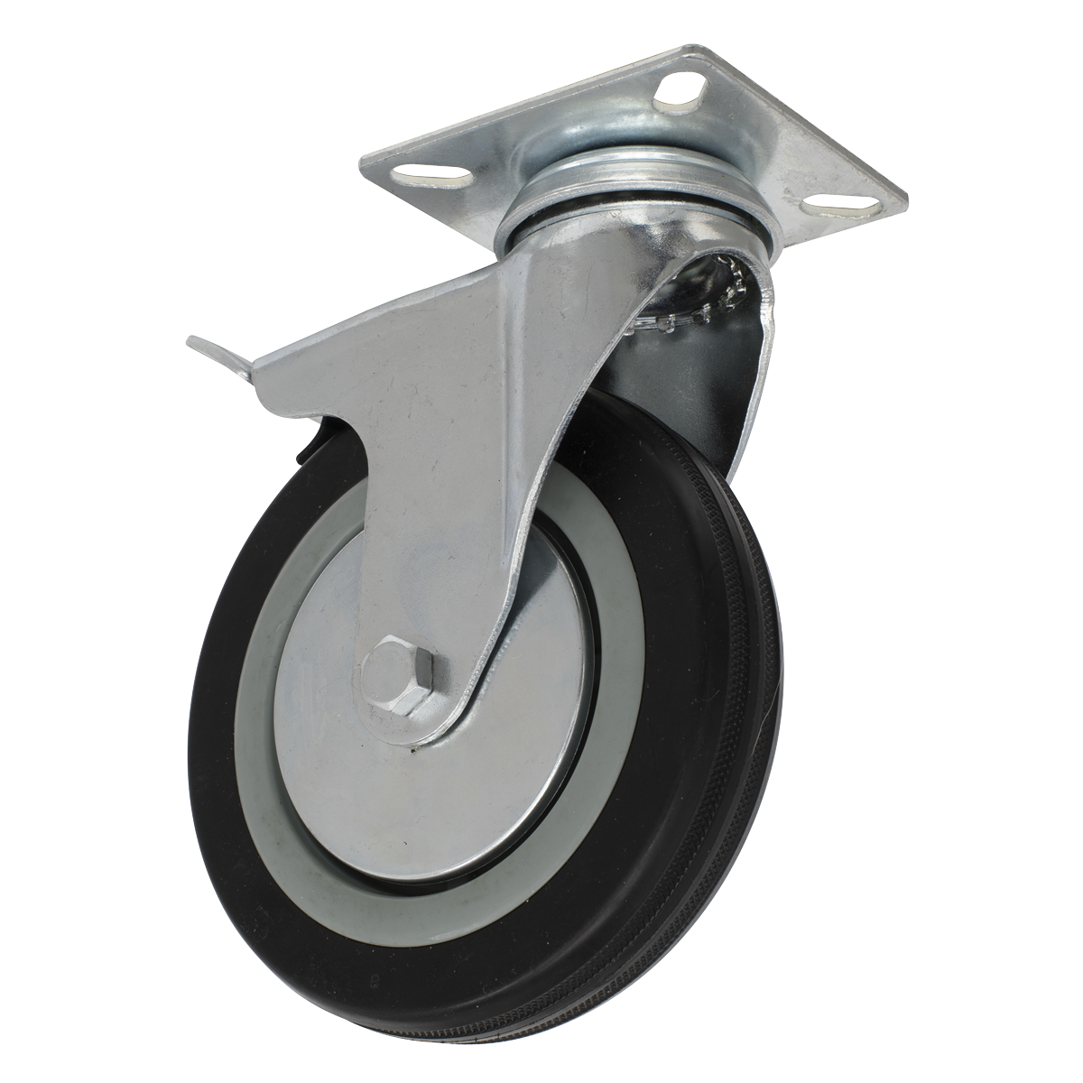 Sealey SCW1125SPL Castor Wheel Swivel Plate with Brake Ø125mm