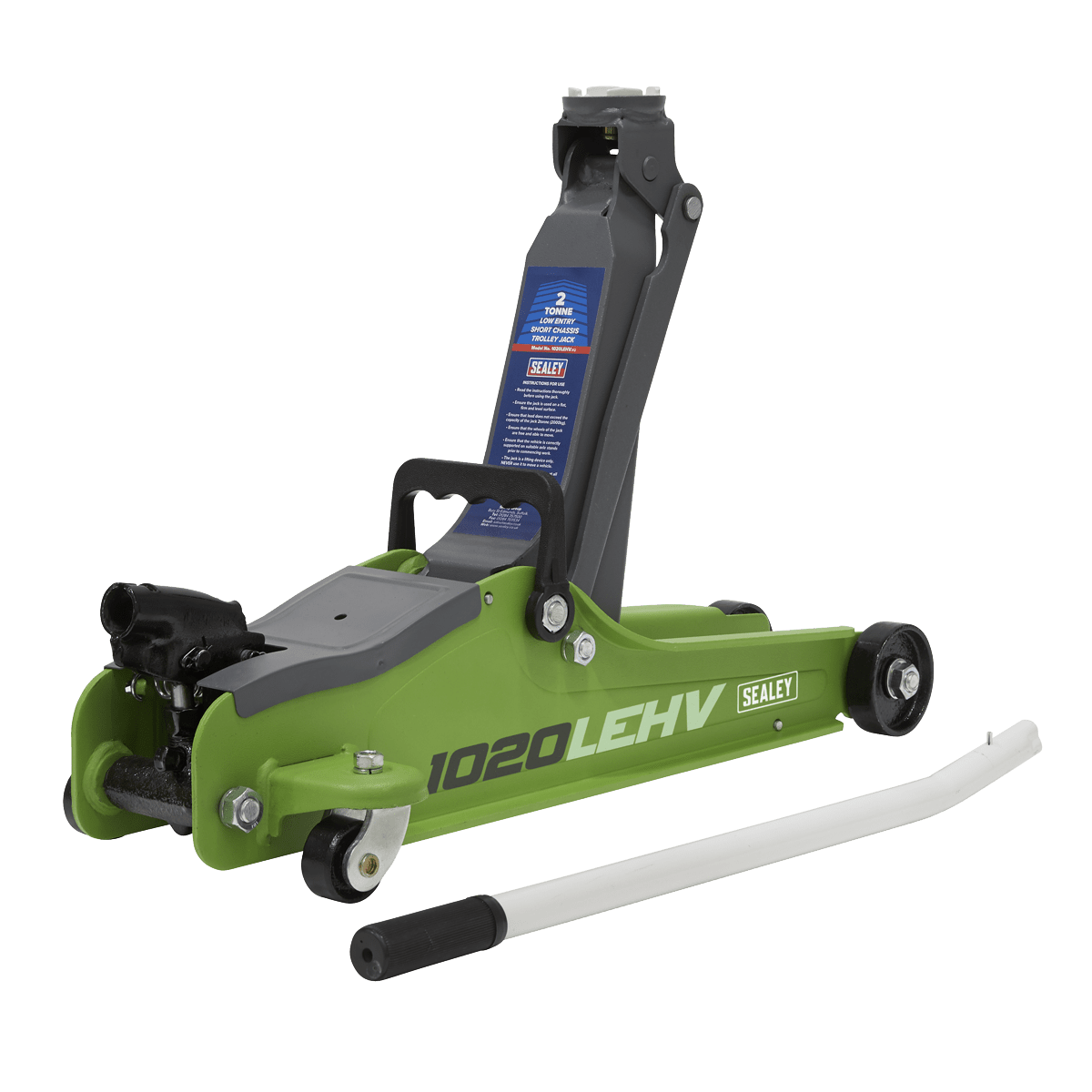 Sealey 1020LEHV Trolley Jack 2tonne Low Entry Short Chassis - Hi - Vis Green - 1020LEHV - Sealey Tools UK - Trade Counter Direct