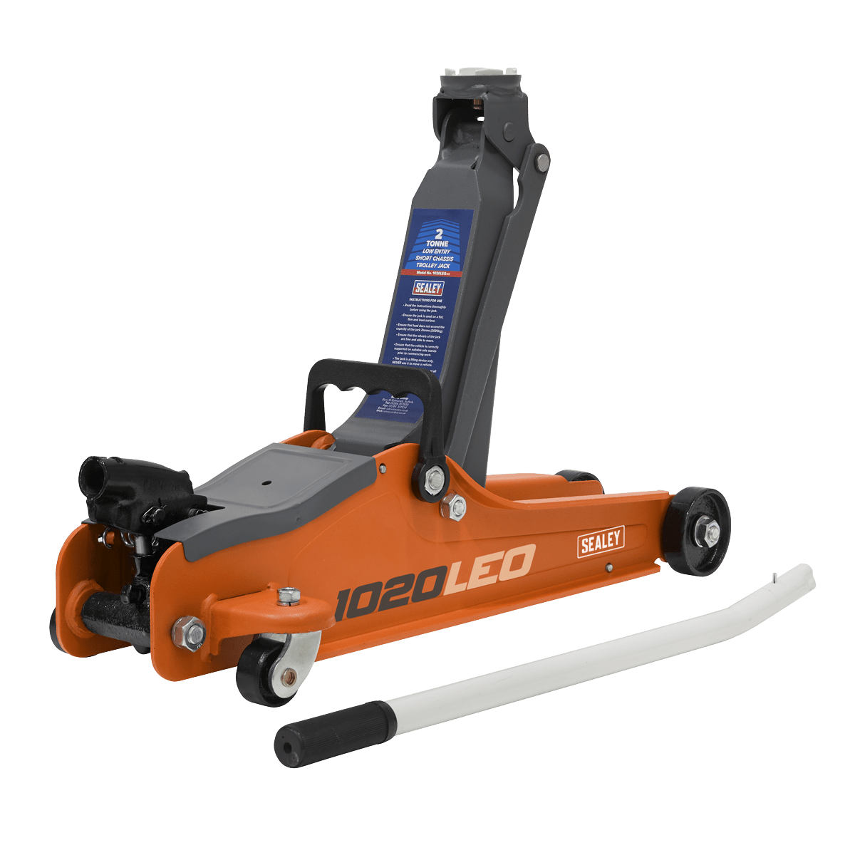 Sealey 1020LEO Trolley Jack 2tonne Low Entry Short Chassis - Orange - 1020LEO - Sealey Tools UK - Trade Counter Direct
