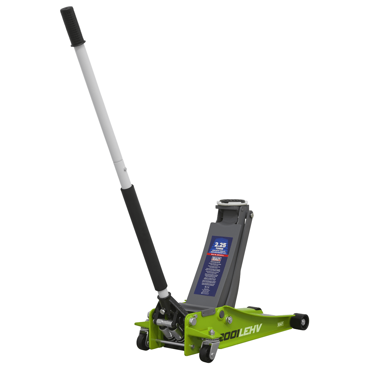 Sealey 2001LEHV Trolley Jack 2.25tonne Low Entry Rocket Lift Hi - Vis Green - 2001LEHV - Sealey Tools UK - Trade Counter Direct