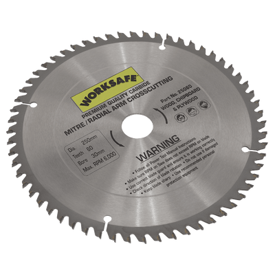 Sealey 25060 Worksafe® TCT Saw Blade 250 x 30mm 60tpu - 25060 - Sealey Tools UK - Trade Counter Direct