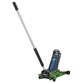 Sealey 3000LEHV Trolley Jack 3tonne Low Entry Rocket Lift Hi - Vis Green - 3000LEHV - Sealey Tools UK - Trade Counter Direct