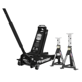 Sealey 3040ABCOMBO Trolley Jack 3t & Axle Stands (Pair) 3t per Stand Combo - 3040ABCOMBO - Sealey Tools UK - Trade Counter Direct