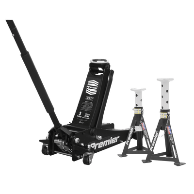 Sealey 3040ABCOMBO Trolley Jack 3t & Axle Stands (Pair) 3t per Stand Combo - 3040ABCOMBO - Sealey Tools UK - Trade Counter Direct