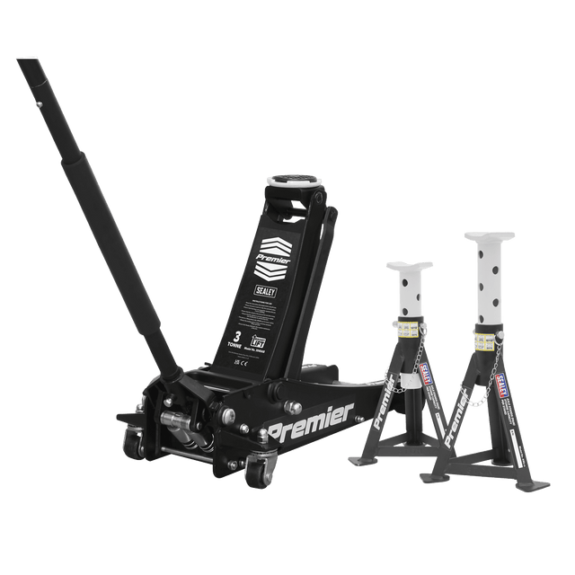 Sealey 3040ABCOMBO Trolley Jack 3t & Axle Stands (Pair) 3t per Stand Combo - 3040ABCOMBO - Sealey Tools UK - Trade Counter Direct