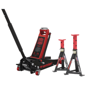 Sealey 3040ARCOMBO Trolley Jack 3t & Axle Stands (Pair) 3t per Stand Combo - 3040ARCOMBO - Sealey Tools UK - Trade Counter Direct
