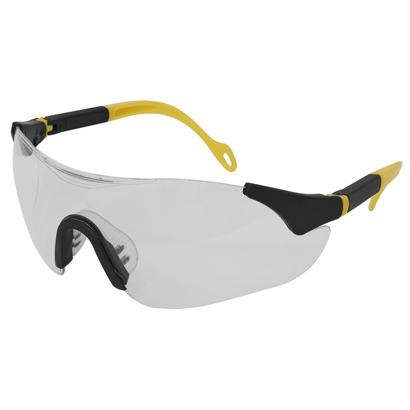 Sealey 9208 Worksafe® Sports Style Clear Safety Glasses with Adjustable Arms - 9208 - Sealey Tools UK - Trade Counter Direct