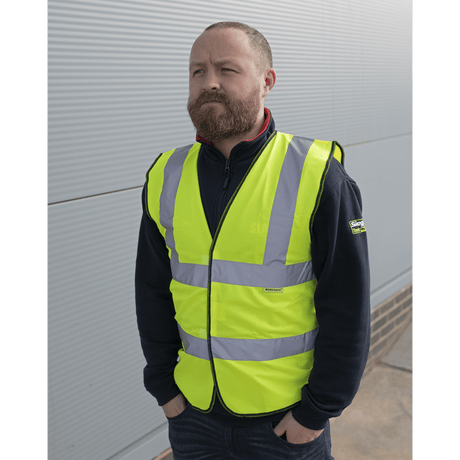 Sealey 9804M Worksafe® Hi-Vis Yellow Waistcoat - Medium - 9804M - Sealey Tools UK - Trade Counter Direct