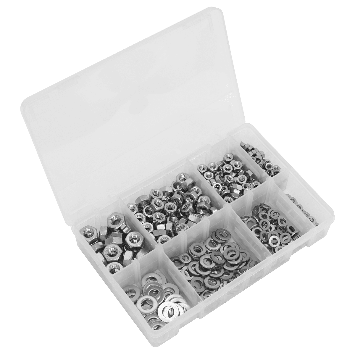 Sealey AB077NW 500pc Stainless Steel Nut and Washer Assortment - M5 - M10 - AB077NW - Sealey Tools UK - Trade Counter Direct