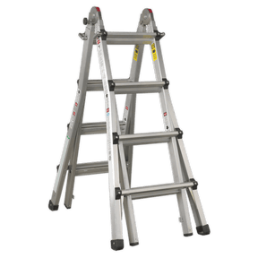Sealey AFPL3 Aluminium Telescopic Ladder 4 - Way EN 131 Adjustable Height - AFPL3 - Sealey Tools UK - Trade Counter Direct