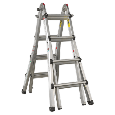 Sealey AFPL3 Aluminium Telescopic Ladder 4 - Way EN 131 Adjustable Height - AFPL3 - Sealey Tools UK - Trade Counter Direct
