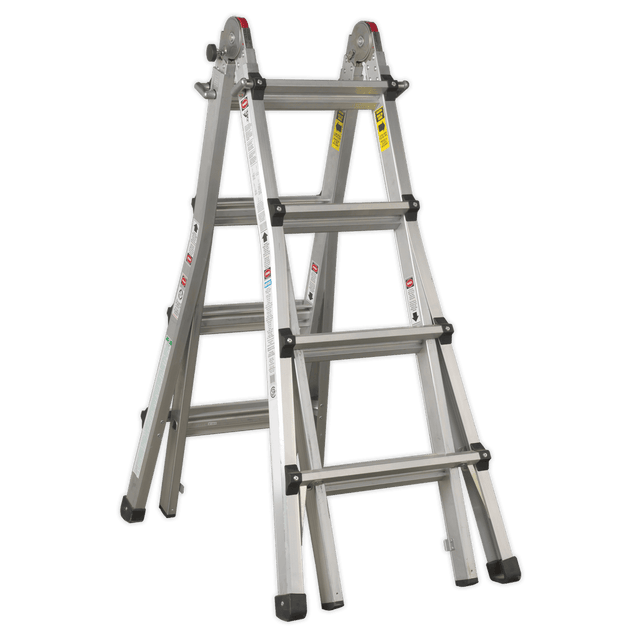 Sealey AFPL3 Aluminium Telescopic Ladder 4 - Way EN 131 Adjustable Height - AFPL3 - Sealey Tools UK - Trade Counter Direct