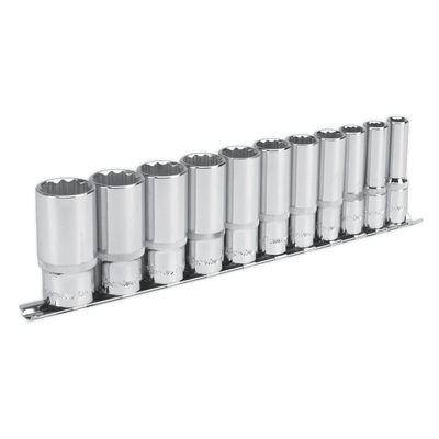 Sealey AK2673 Socket Set 11pc 3/8"Sq Drive 12pt Deep WallDrive® Imperial - AK2673 - Sealey Tools UK - Trade Counter Direct