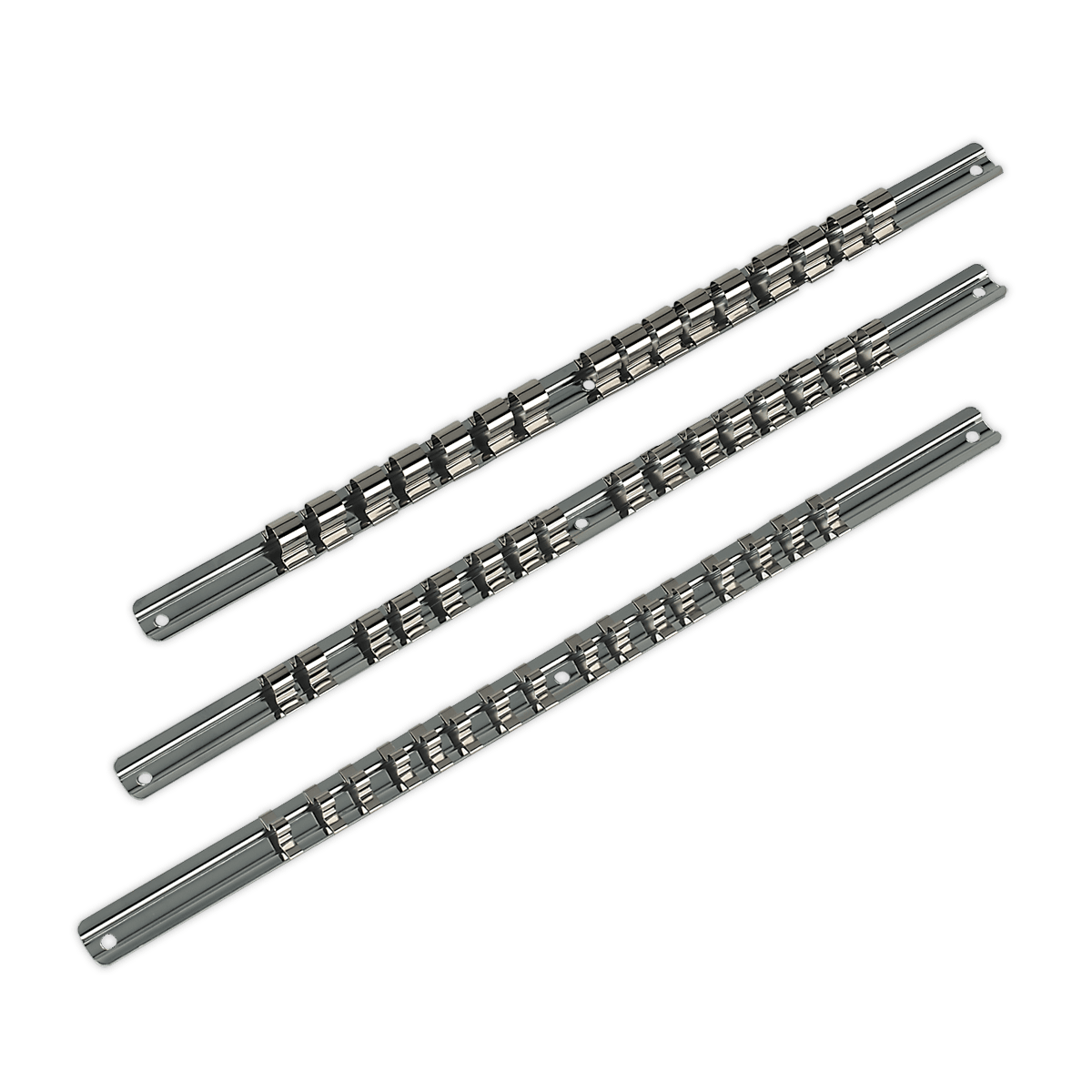 Sealey AK270 Socket Retaining Rail Set 3pc 1/4", 3/8" & 1/2"Sq Drive - AK270 - Sealey Tools UK - Trade Counter Direct