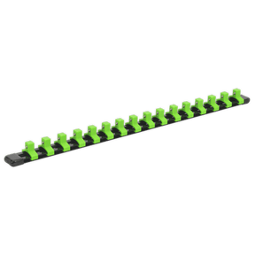 Sealey AK27053HV Socket Retaining Rail with 16 Clips 3/8"Sq Drive - Hi - Vis Green - AK27053HV - Sealey Tools UK - Trade Counter Direct