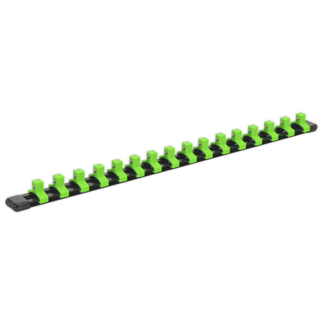 Sealey AK27053HV Socket Retaining Rail with 16 Clips 3/8"Sq Drive - Hi - Vis Green - AK27053HV - Sealey Tools UK - Trade Counter Direct