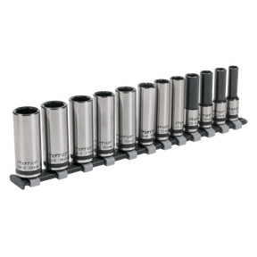 Sealey AK2744B Socket Set 12pc 3/8"Sq Drive Deep Lock - On™ 6pt Metric - Black Series - AK2744B - Sealey Tools UK - Trade Counter Direct