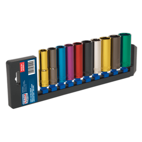 Sealey AK288D Multi - Coloured Socket Set 10pc 1/2"Sq Drive 6pt Deep WallDrive® Metric - AK288D - Sealey Tools UK - Trade Counter Direct