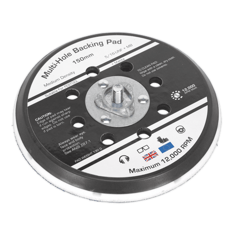 Sealey AK289 Universal Dust - Free Stick - On DA Backing Pad Ø150mm x 5/16"UNF & M8 - AK289 - Sealey Tools UK - Trade Counter Direct