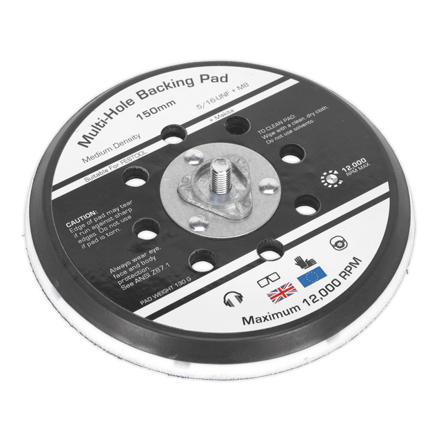 Sealey AK289 Universal Dust - Free Stick - On DA Backing Pad Ø150mm x 5/16"UNF & M8 - AK289 - Sealey Tools UK - Trade Counter Direct