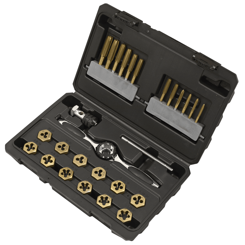 Sealey AK3026IMP Premier Hexagonal Tap & Die Set 26pc Hexagonal - Imperial - Titanium Coated - AK3026IMP - Sealey Tools UK - Trade Counter Direct