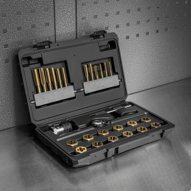 Sealey AK3026IMP Premier Hexagonal Tap & Die Set 26pc Hexagonal - Imperial - Titanium Coated - AK3026IMP - Sealey Tools UK - Trade Counter Direct