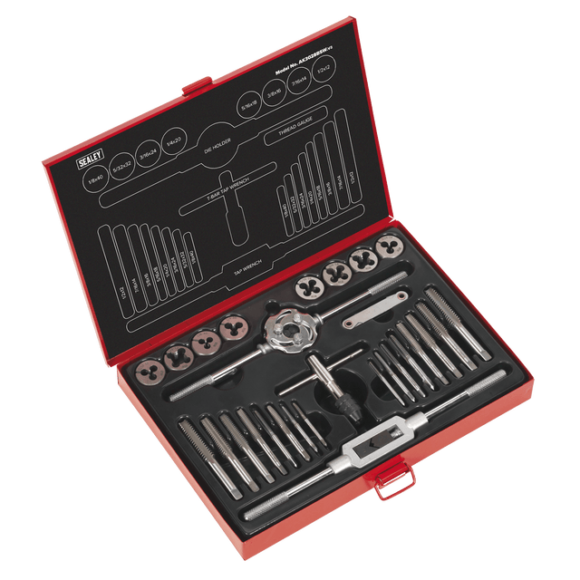 Sealey AK3028BSW Tap & Die Set 28pc Split Dies Imperial BSW - AK3028BSW - Sealey Tools UK - Trade Counter Direct