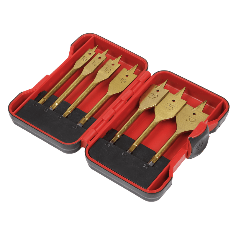 Sealey AK3707FW Titanium Coated Flat Wood Drill Bit Set 7pc - AK3707FW - Sealey Tools UK - Trade Counter Direct